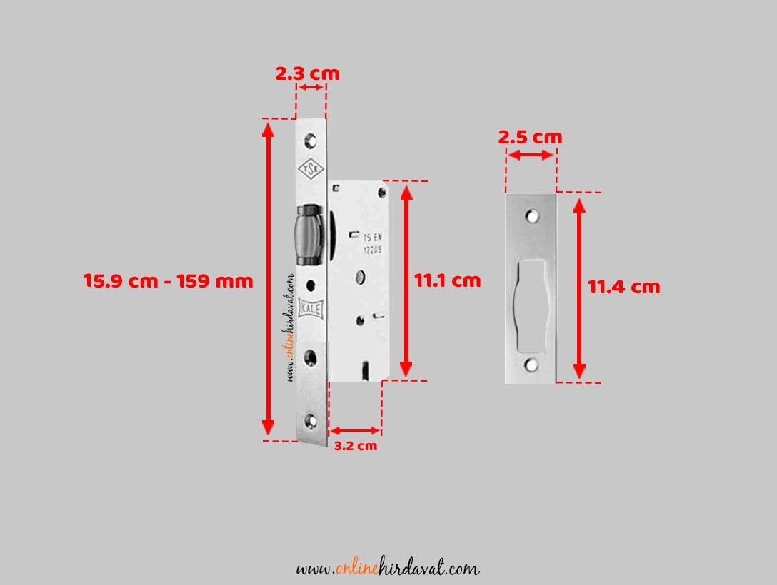 Kale Kilit Alüminyum Kapı Kilitleri Nikel 155B-20 mm / Makaralı