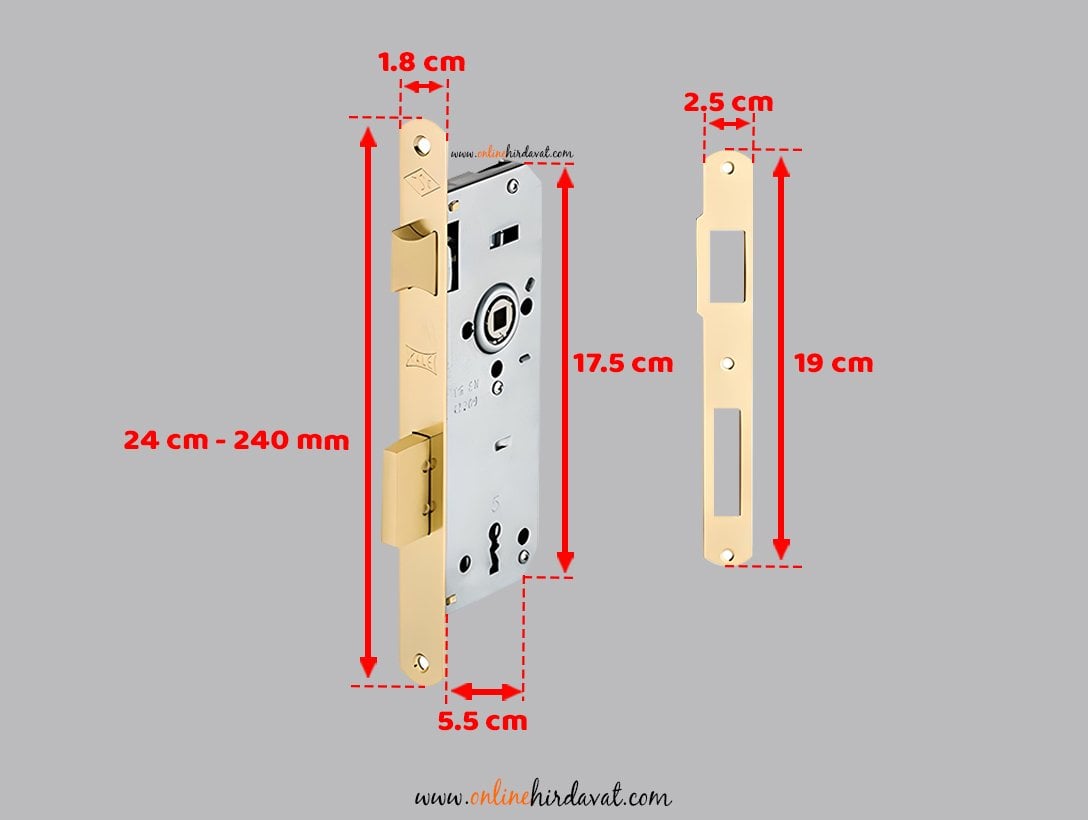 Kale Kilit Oval Oda Kapı Kilidi - 141R-45 mm / Sarı