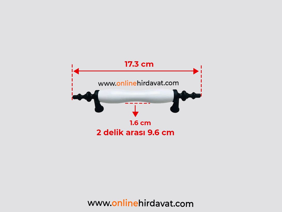 Lider Düz Polimer Kulp Siyah 96 mm
