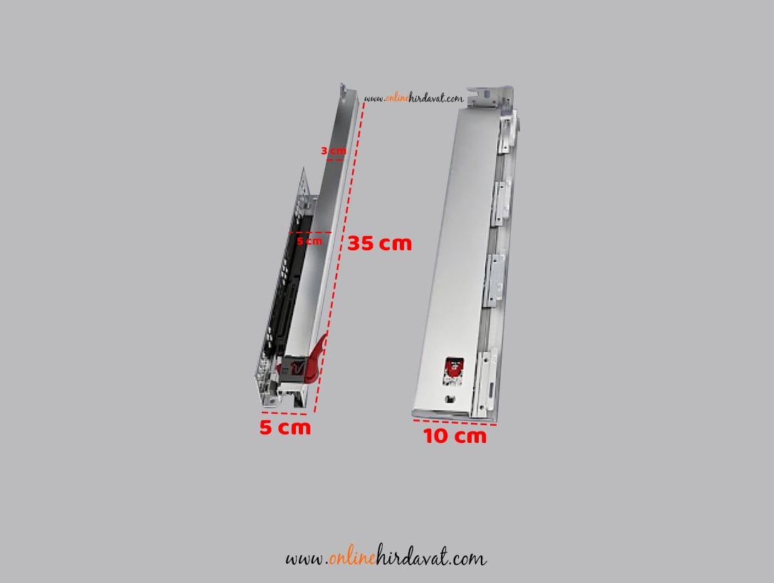 Samet Alphabox Yanaklı Gri Çekmece Rayı Tek Bordür - 35 cm