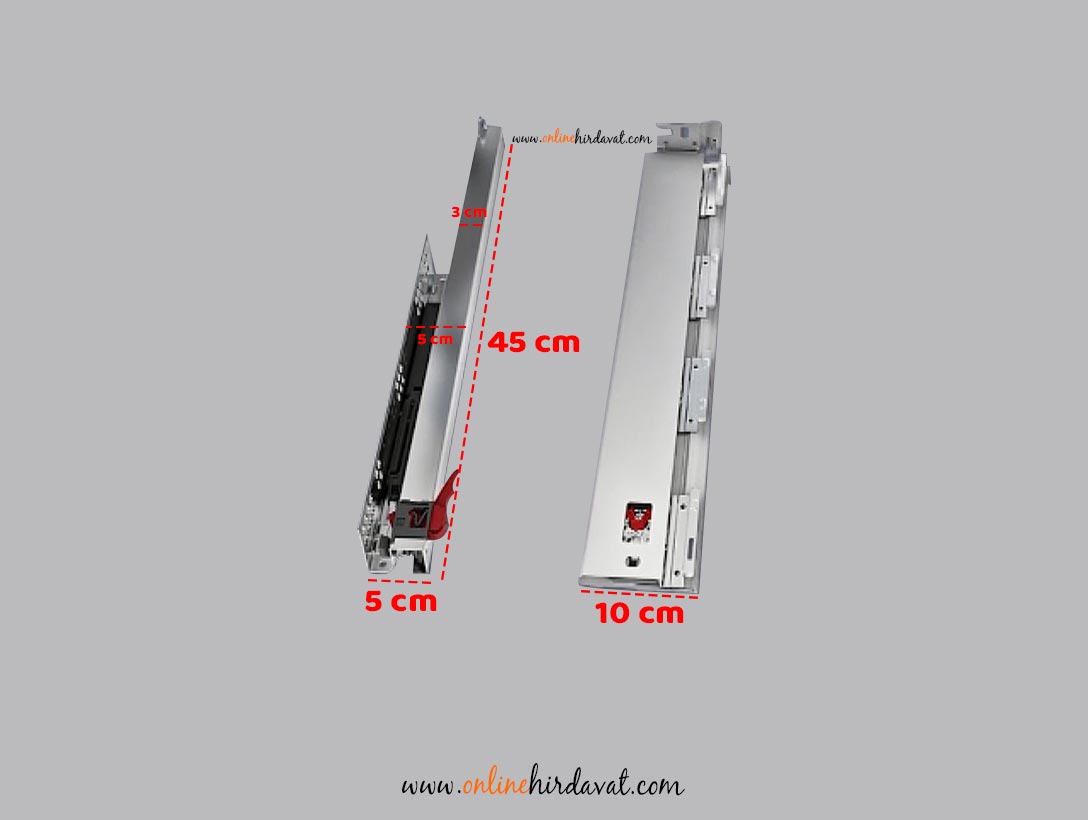 Samet Alphabox Yanaklı Gri Çekmece Rayı Tek Bordür - 45 cm