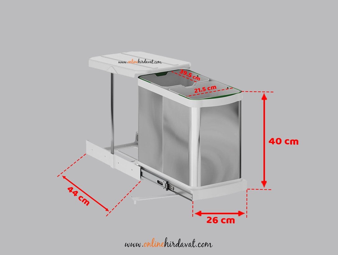 Starax 2396-12+12 LT TLS. Raylı Paslanmaz Gövde Çöp Kovası