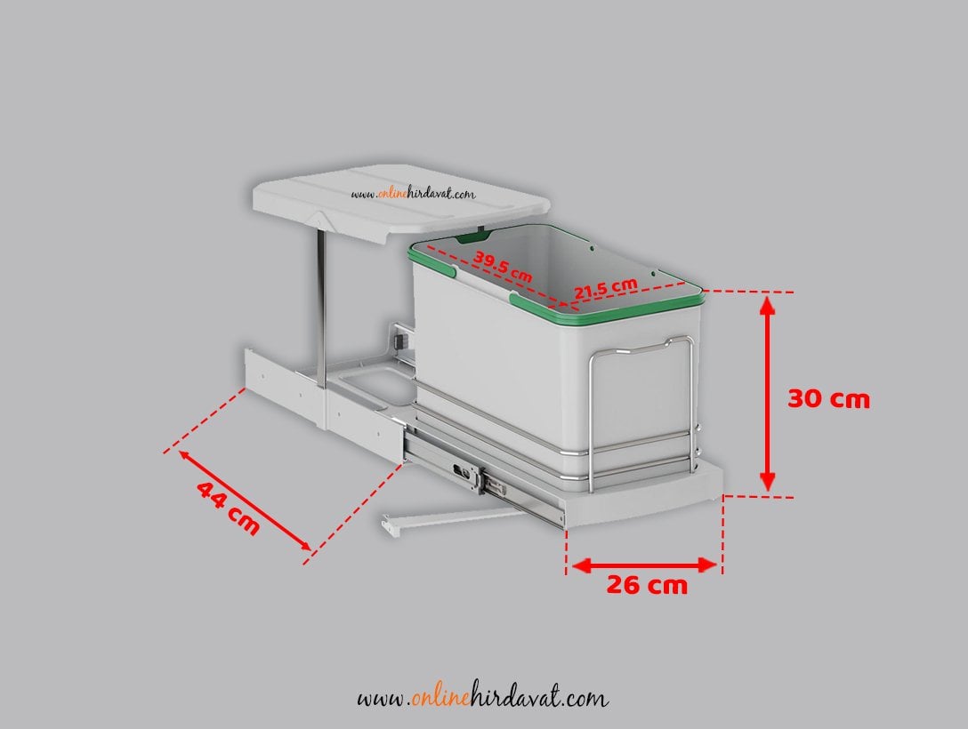 Starax 2573-TLS. Raylı Plastik Gövde Çöp Kovası 16 Lt