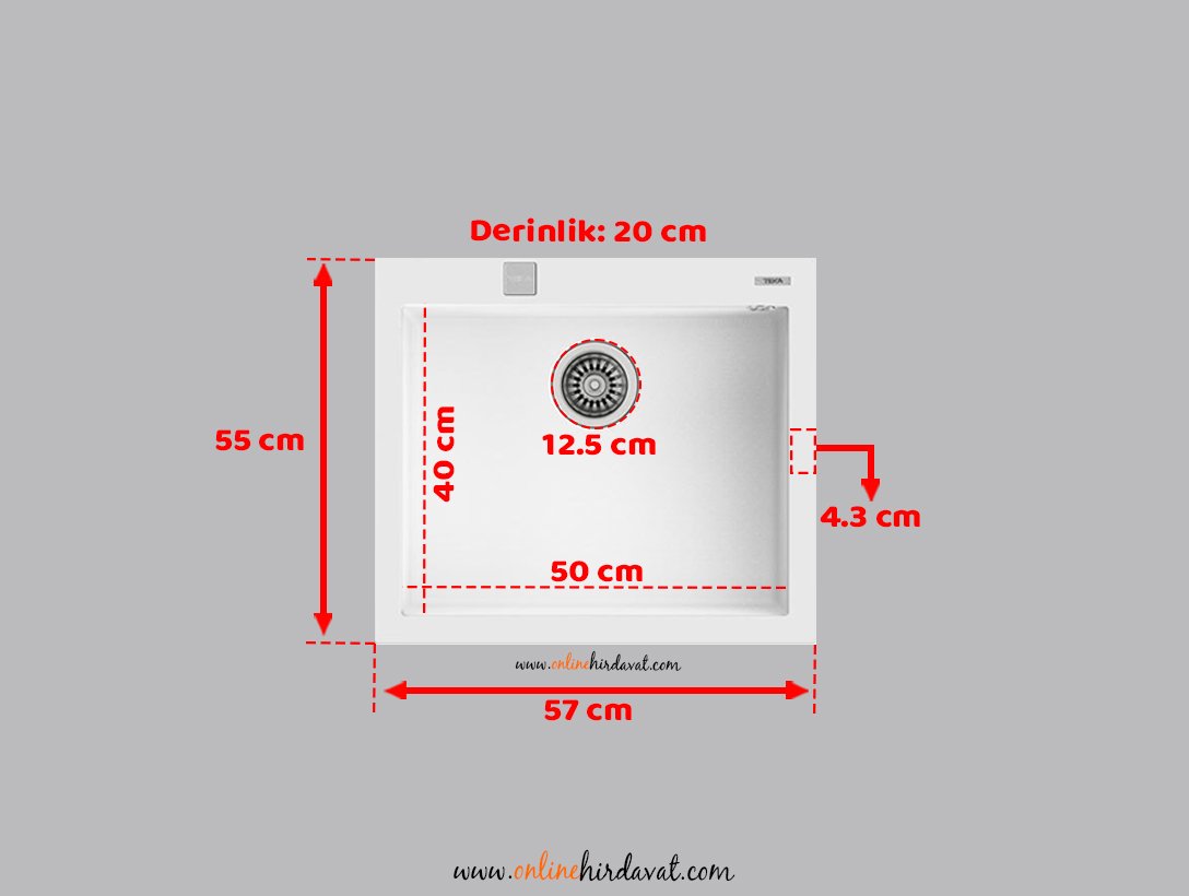 Teka Forsquare 50.40 Tezgah Üstü Granit Evye Beyaz