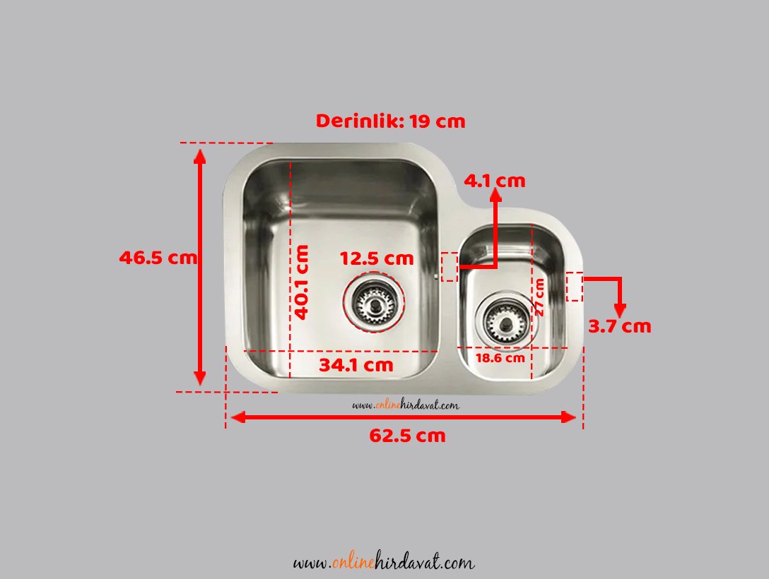Teka Stage Be 625 Paslanmaz Çelik Küçük Hazneli Tezgah Altı Evye 11 - 2B - Sağ