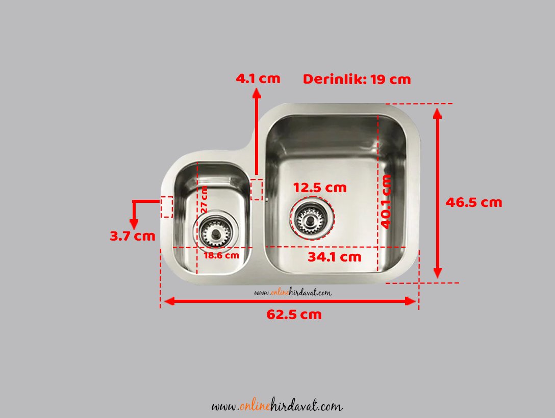 Teka Stage Be 625 Paslanmaz Çelik Küçük Hazneli Tezgah Altı Evye 11 - 2B - Sol