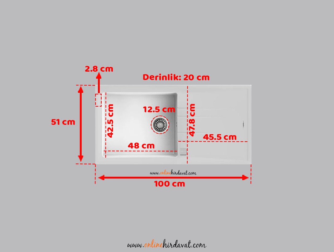 Teka Stone 60 L-TG Beyaz Granit Evye