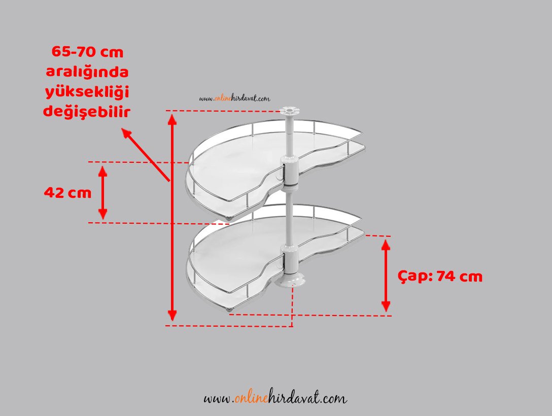 Starax 1/2 Döner Sepet Takımı 3012 Ahşap Tabanlı / 74 cm