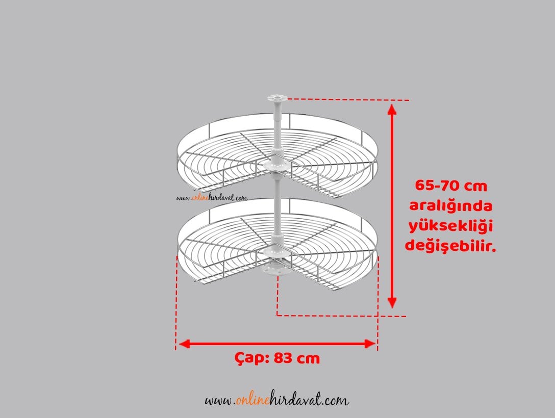 Starax 3/4 Döner Sepet Takımı 3022 Tel Tabanlı / 83 cm