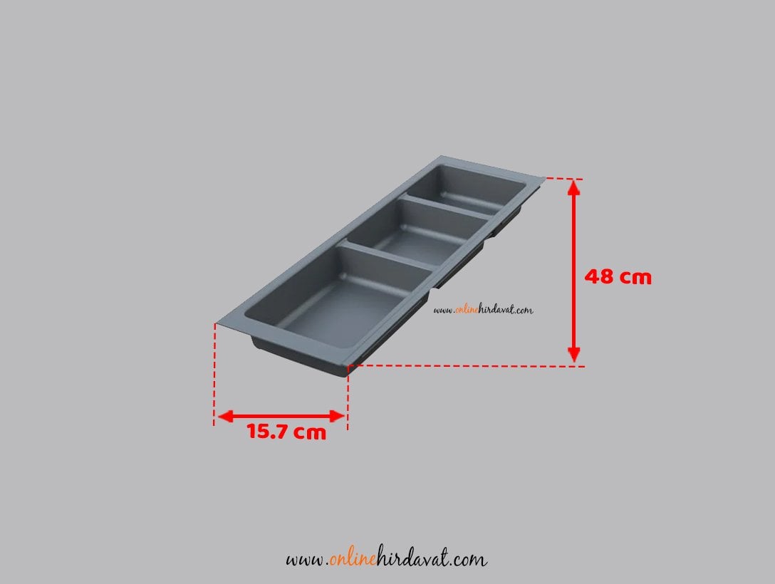Mesan Traybond Kaşıklık 157X480 mm 3 Gözlü Antrasitgri Kaşıklık