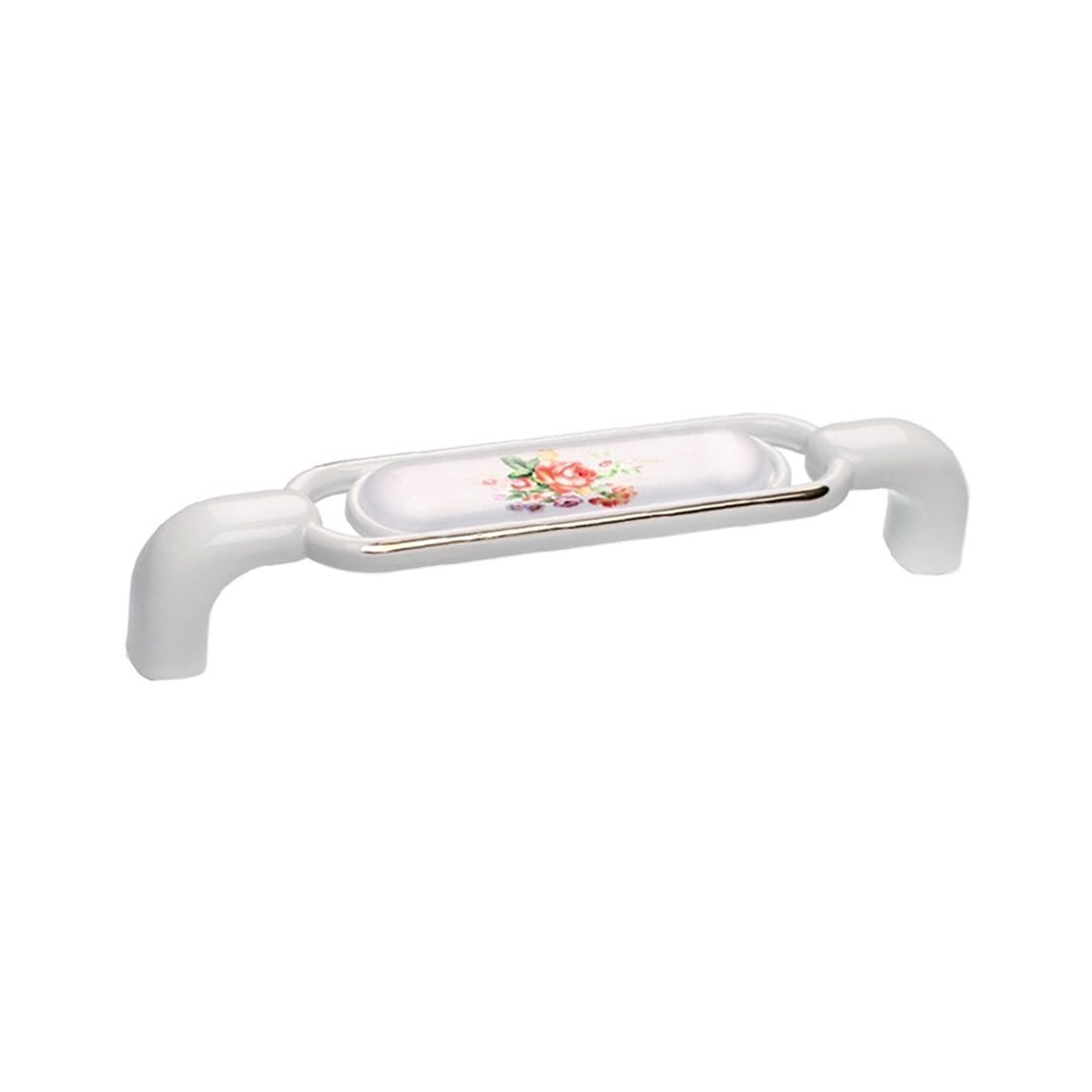 Ventus 2033 Yaldızlı Porselen Mobilya Kulp Beyaz Sarı - 128 mm
