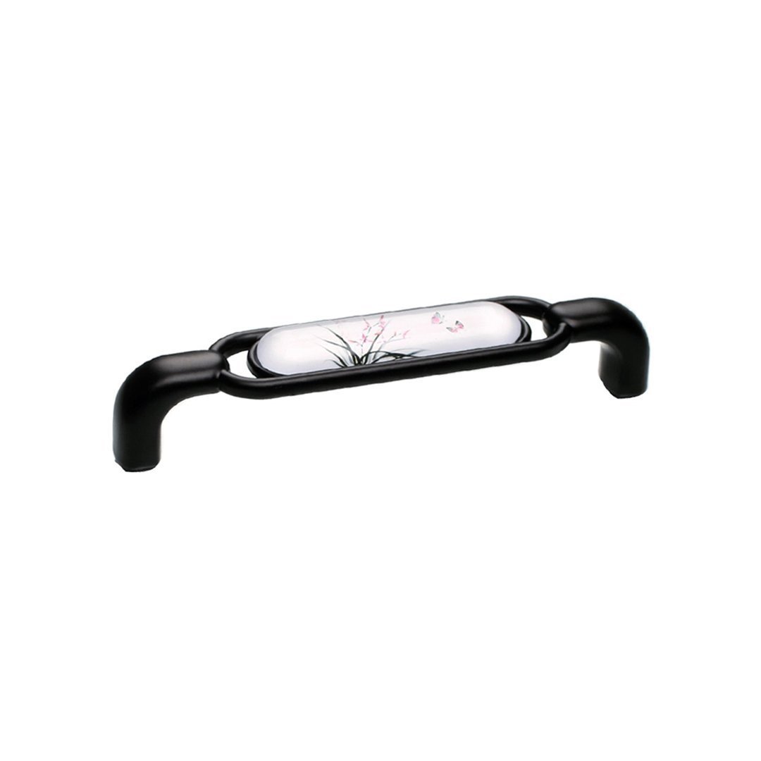 Ventus 2033 Yaldızlı Porselen Mobilya Kulp Parlak Siyah Sarı - 128 mm