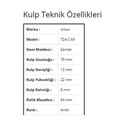 Umut 724 Antik Mobilya Kulp 64 mm