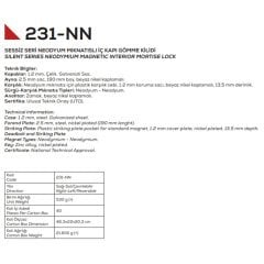 Kale Kilit Mıknatıslı Oda Kapı Kilidi - 50 mm / Nikel