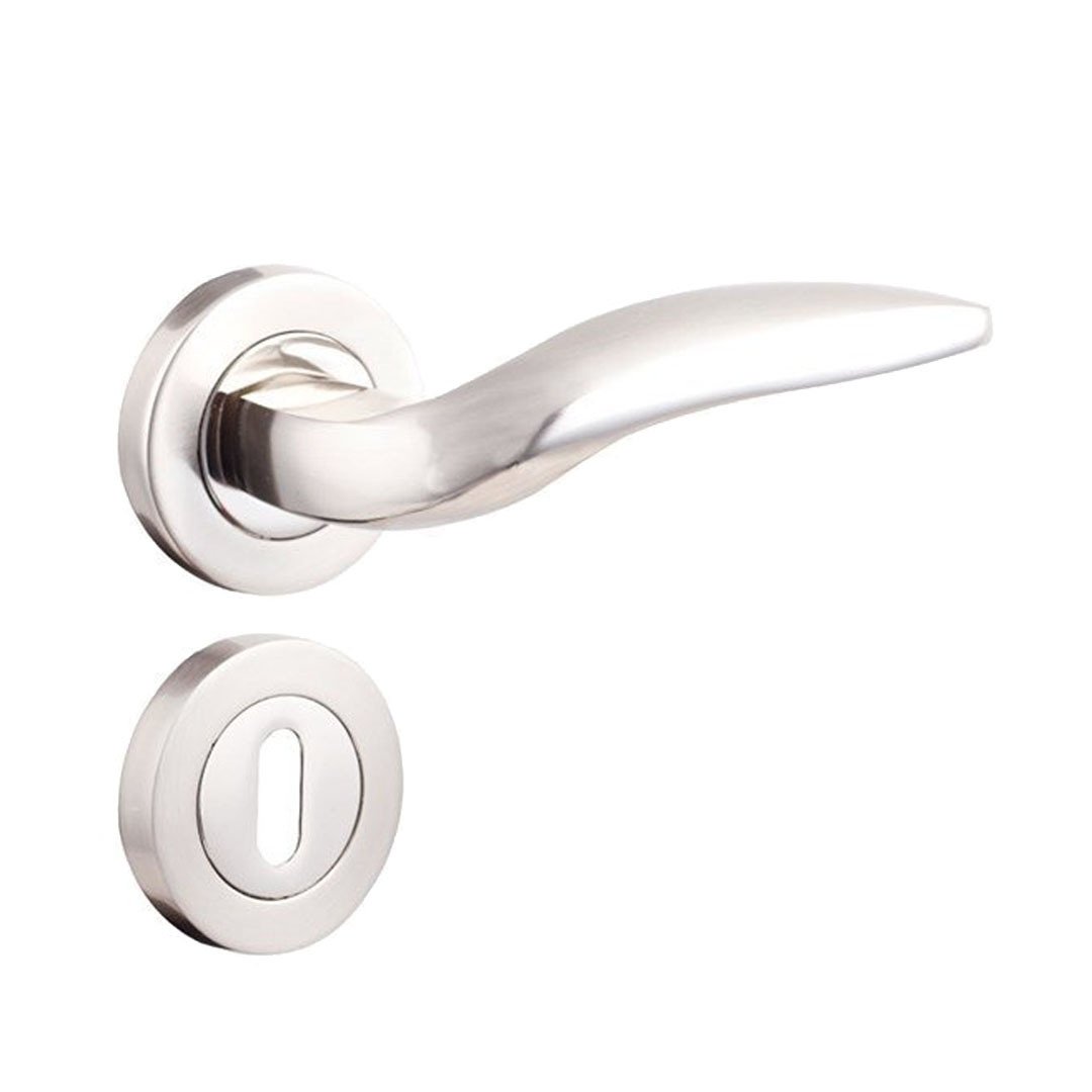 DoorAks Safir Nikel Saten Rozetli Kapı Kolu Oda Kapısı