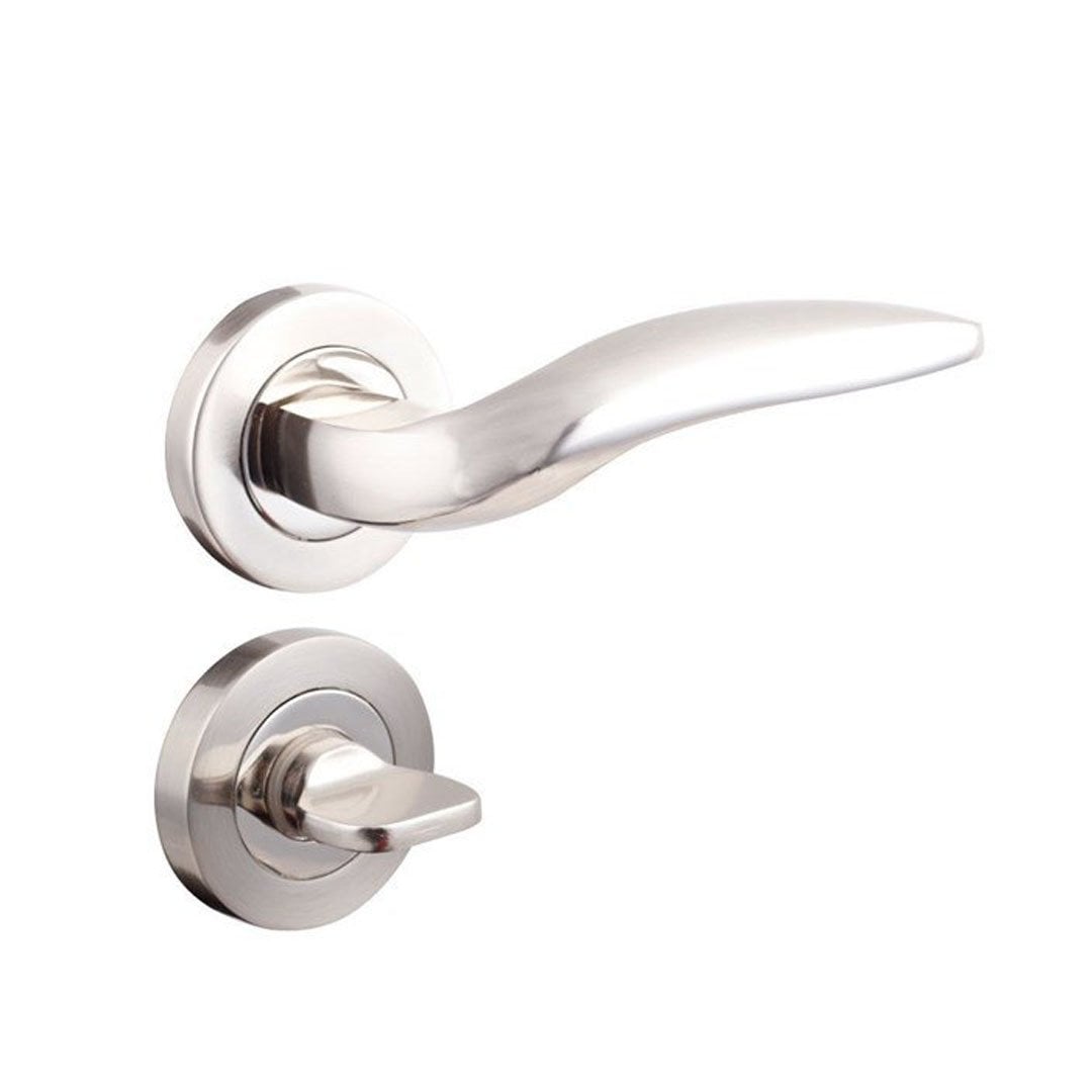 DoorAks Safir Nikel Saten Rozetli Kapı Kolu Wc Kapısı