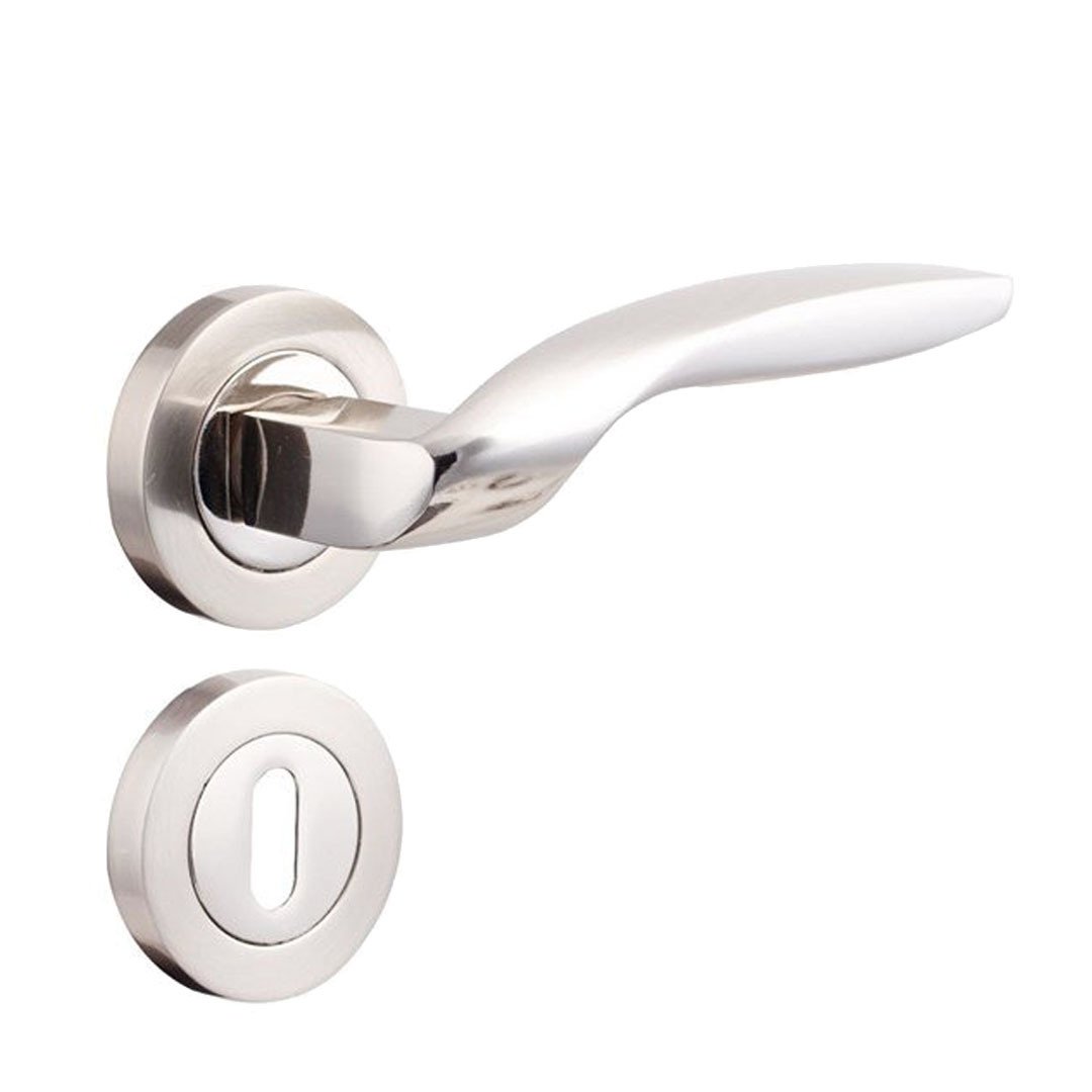 DoorAks Zümrüt Nikel Saten Rozetli Kapı Kolu Oda Kapısı