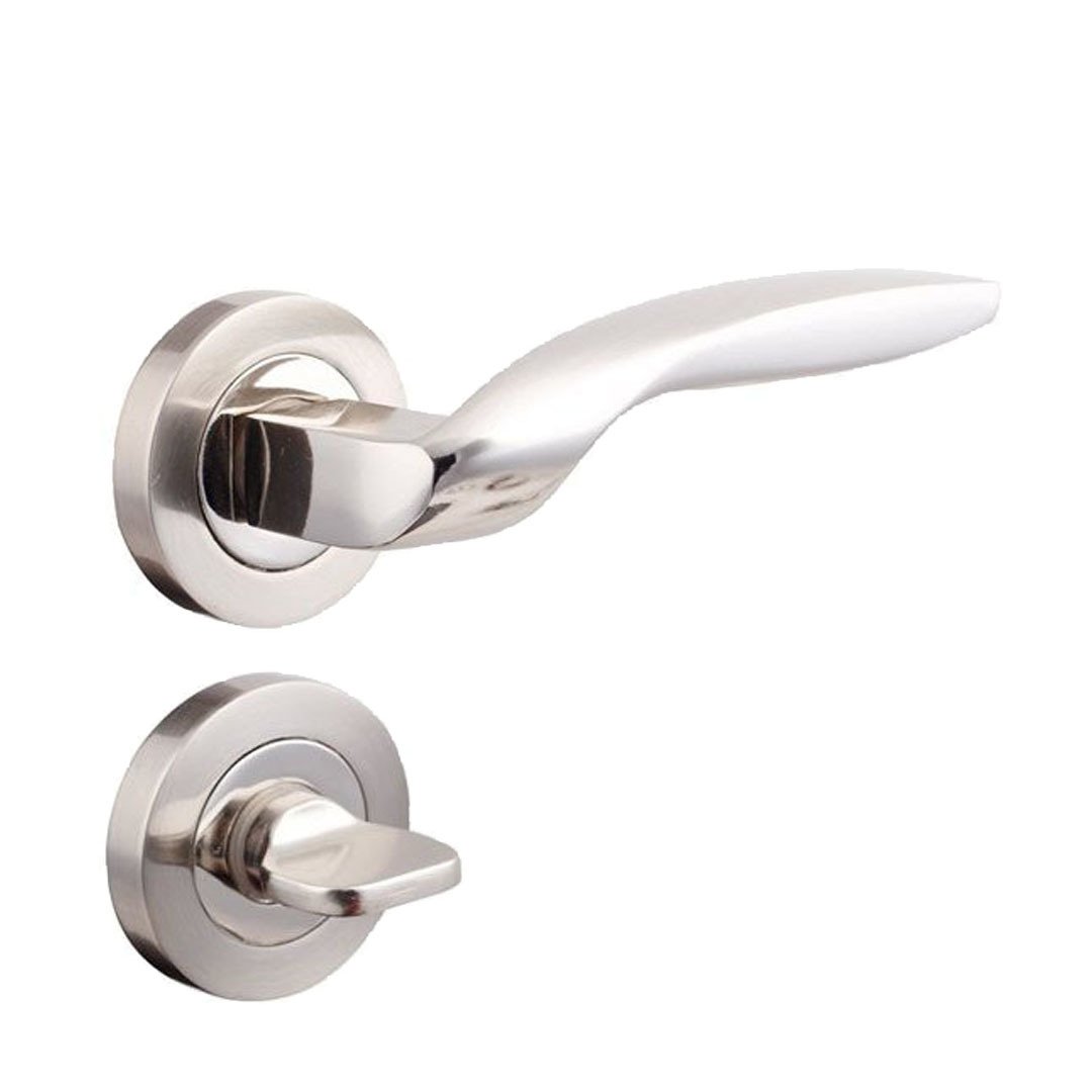 DoorAks Zümrüt Nikel Saten Rozetli Kapı Kolu Wc Kapısı