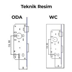 Tursan Köşeli Oda Kapı Kilidi - 35 mm / Nikel