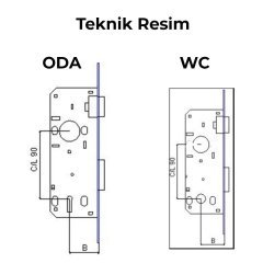 Tursan Köşeli Wc Kapı Kilidi - 35 mm / Nikel