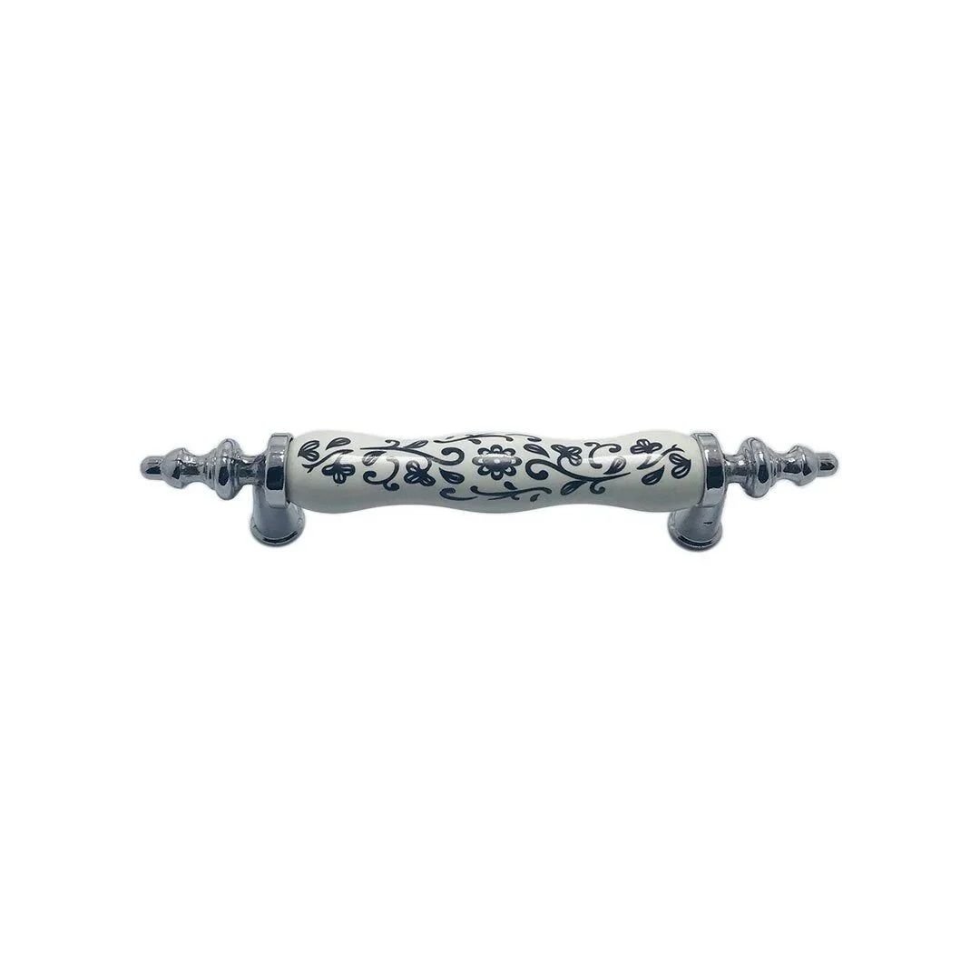 Lider Menekşe Karışık Desen Porselen Mobilya Kulp Krom - 96 mm