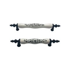 Lider Menekşe Karışık Desen Porselen Mobilya Kulp Krom - 96 mm
