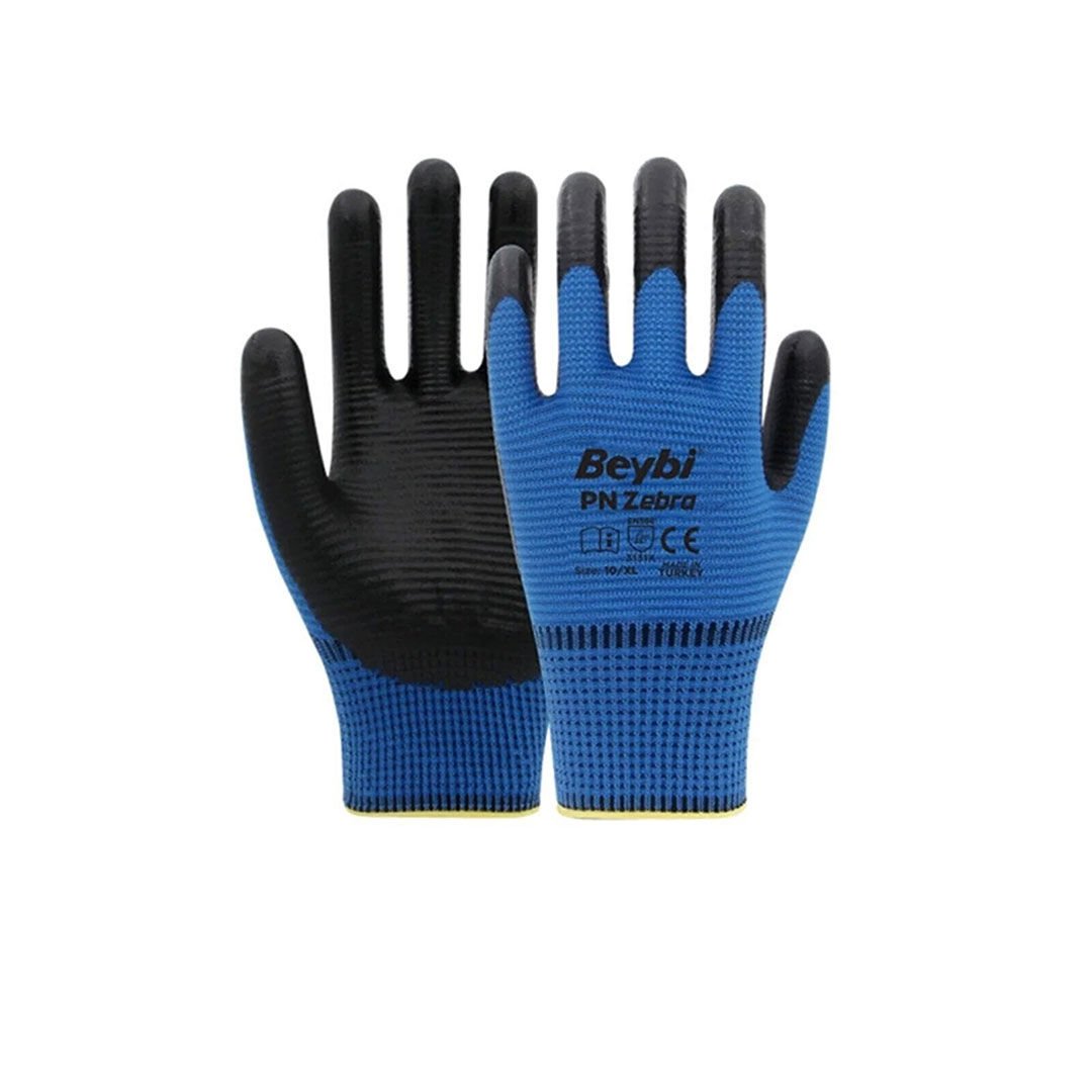 İş Güvenlik Eldivenleri Lüx Latex Mavi - Siyah