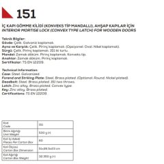 Kale Kilit Köşeli Oda Kapı Kilidi - 151-R 40 mm / Sarı