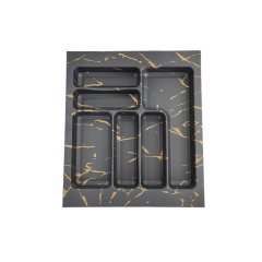 Fede Çekmece İçi Desenli Kaşıklık 44 x 49 cm - Siyah Altın