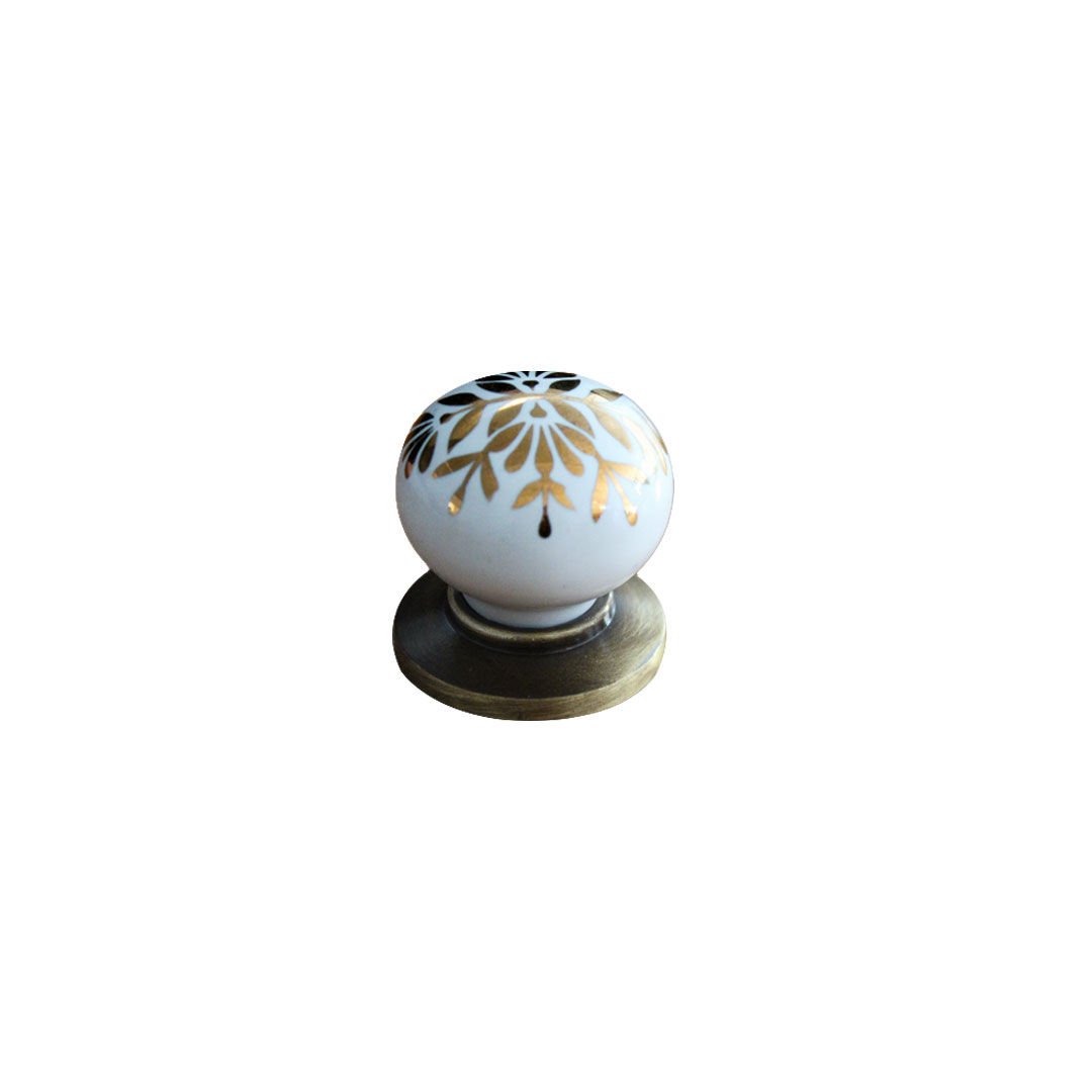 Tomurcuk 3005-41 Porselen Düğme Mobilya Kulp Antik Sarı