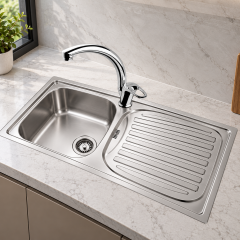Teka Ebm 45 Sağ Mikroketen Çelik Evye + Newarc Smart Evye Bataryası
