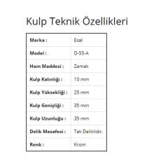 Esal Göreme Krom D-55A Düğme Kulp