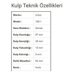 Umut 180-1 Antik Mobilya Kulp 64 mm