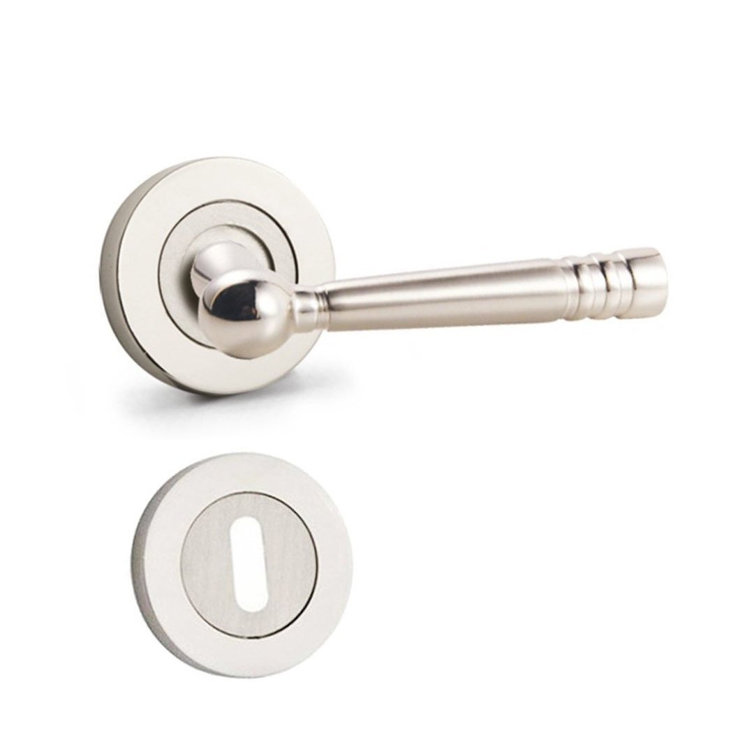 Hira Vizyon Nikel Saten Rozetli Kapı Kolu Oda Kapısı