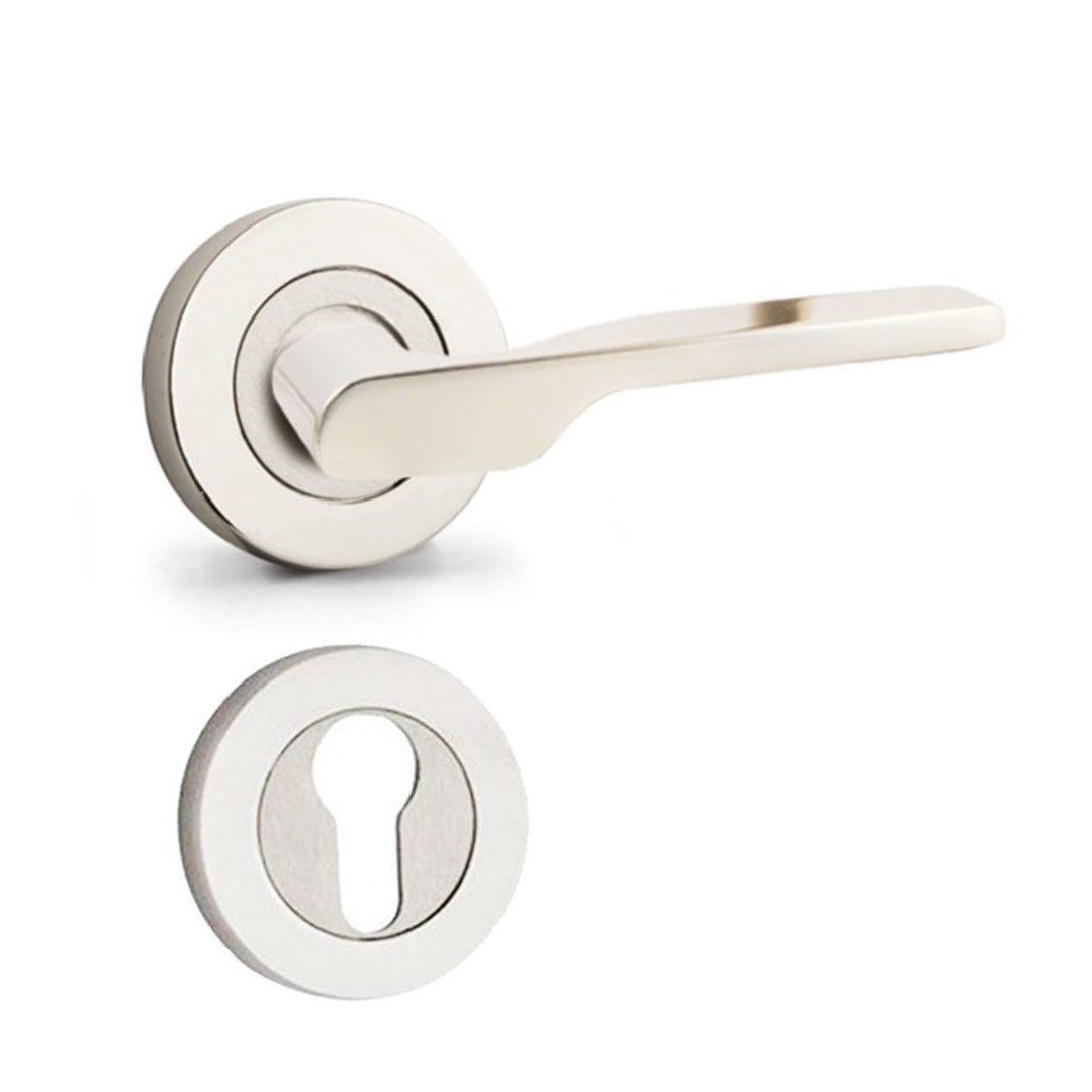 Hira Eda Nikel Saten Rozetli Kapı Kolu Dış Kapısı