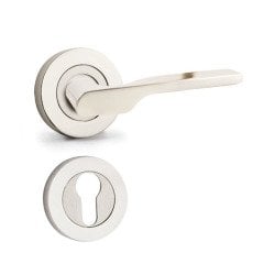 Hira Eda Nikel Saten Rozetli Kapı Kolu Dış Kapısı