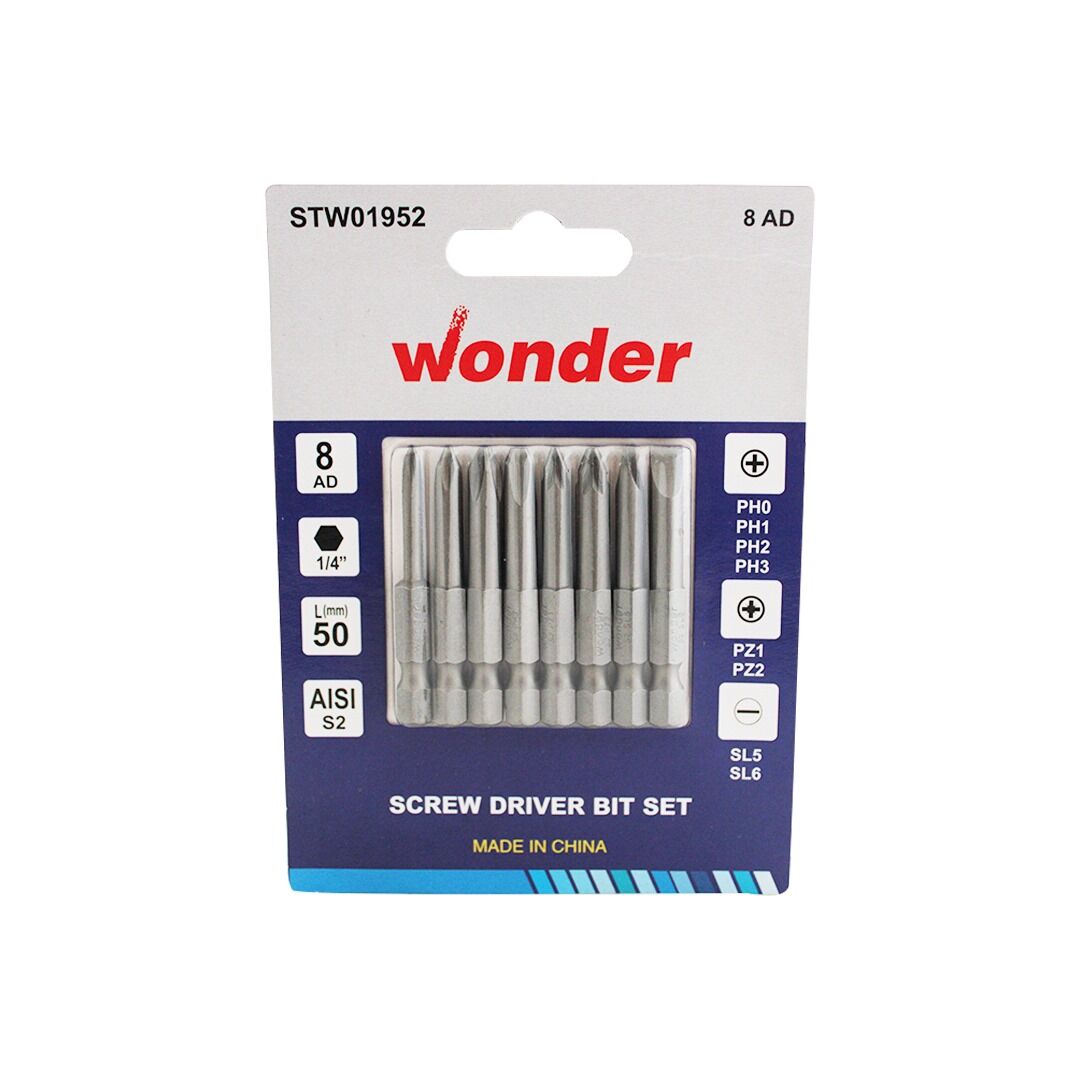 Wonder Yıldız Pozi Düz Bits Uç Seti 50 mm 8 Li