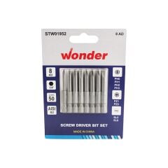 Wonder Yıldız Pozi Düz Bits Uç Seti 50 mm 8 Li