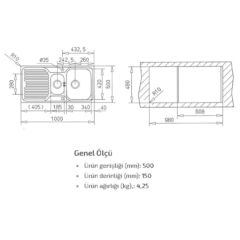 Teka Princess 60B Çelik Krom Mikro Keten Yüzey Evye Sağ