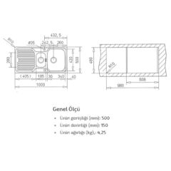Teka Princess 60B Çelik Krom Mikro Keten Yüzey Evye Sol