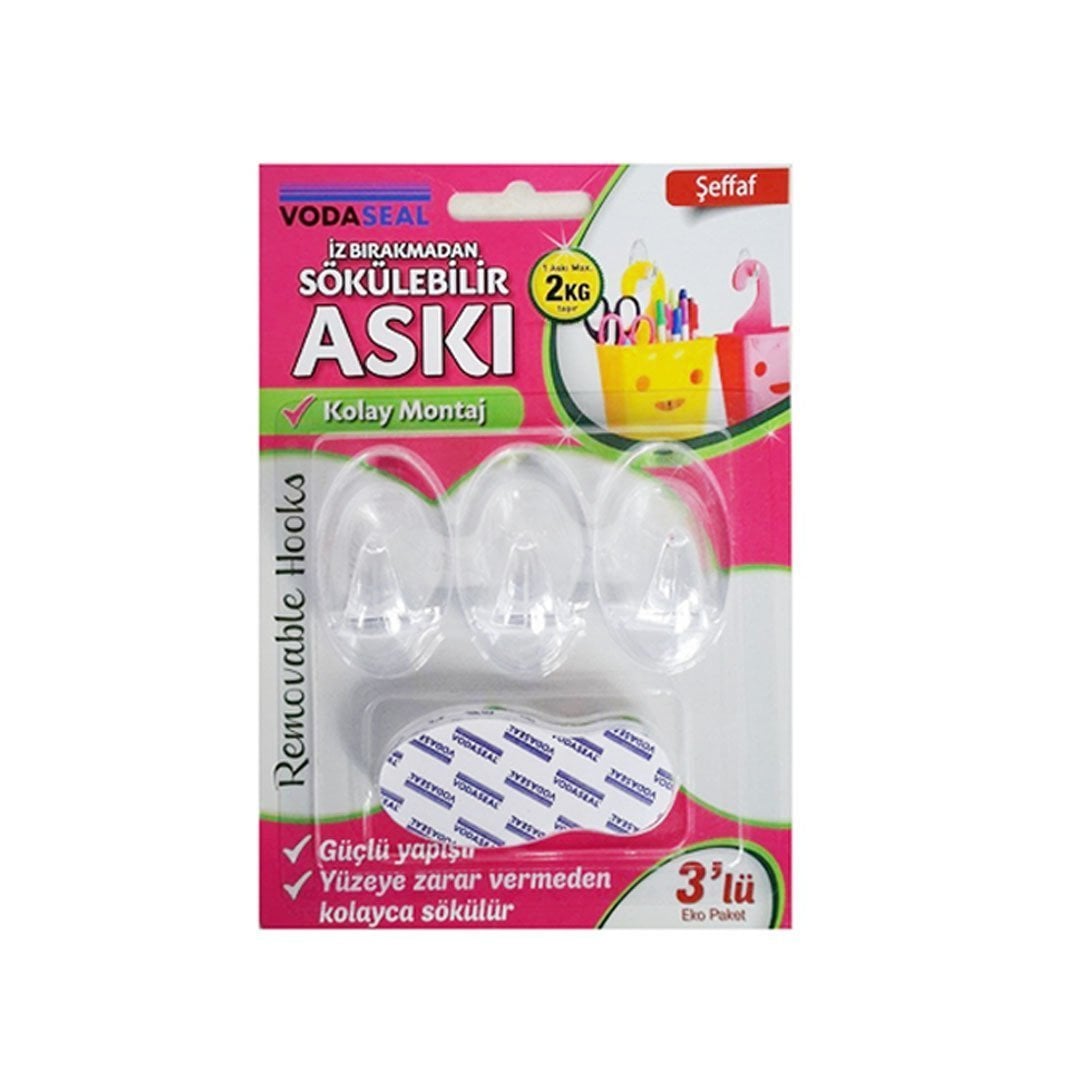 Vodaseal İz Bırakmayan Askı Şeffaf - 3 Adet