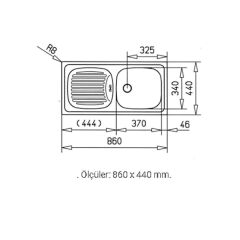 Teka Ebm 45 Tezgah Üstü Ankastre Evye Çelik - Sağ