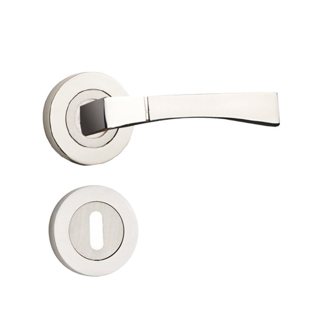 Hira Babil Nikel Saten Rozetli Kapı Kolu Oda Kapısı