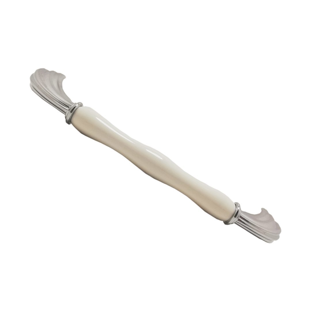 Tomurcuk 2135-10 Porselen Krom Beyaz Mobilya Kulp 160 mm