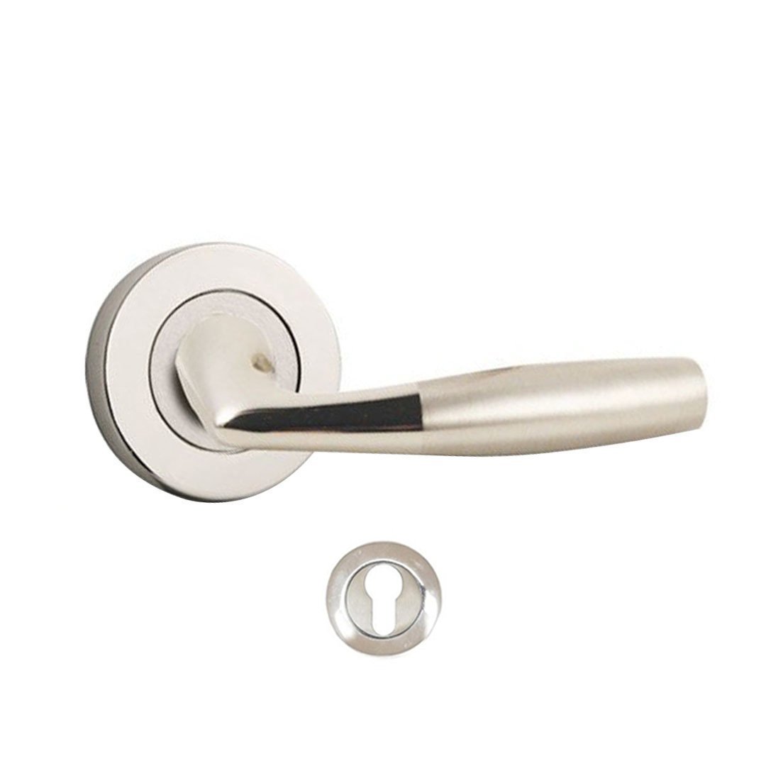 Hira Akasya Nikel Saten Rozetli Kapı Kolu Dış Kapısı