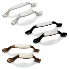 Ventus 2037 Yaldızlı Porselen Mobilya Kulp Antik Sarı - 96 mm