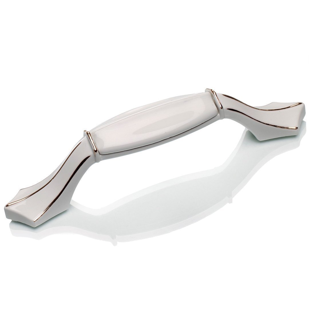 Ventus 2037 Yaldızlı Porselen Mobilya Kulp Beyaz Sarı - 128 mm