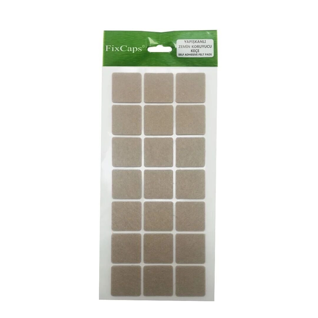 FixCaps Yapışkanlı Keçe Kahve Kare - En Ve Boy 20X20 mm