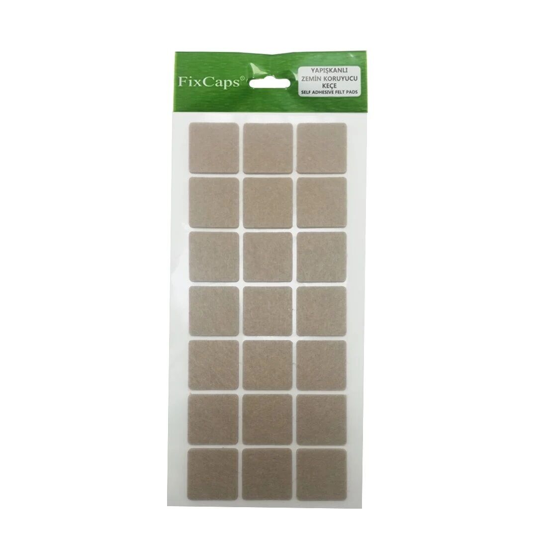 FixCaps Yapışkanlı Keçe Kahve Kare - En Ve Boy 35X55 mm