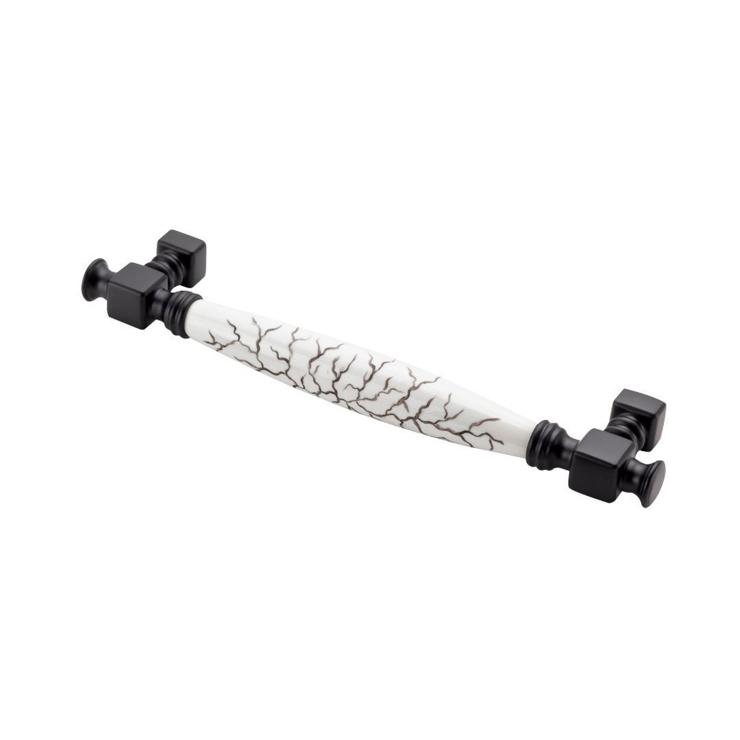 Doğanlar Z.310 Porselen Mobilya Kulp Mat Siyah Beyaz Desenli - 128 mm